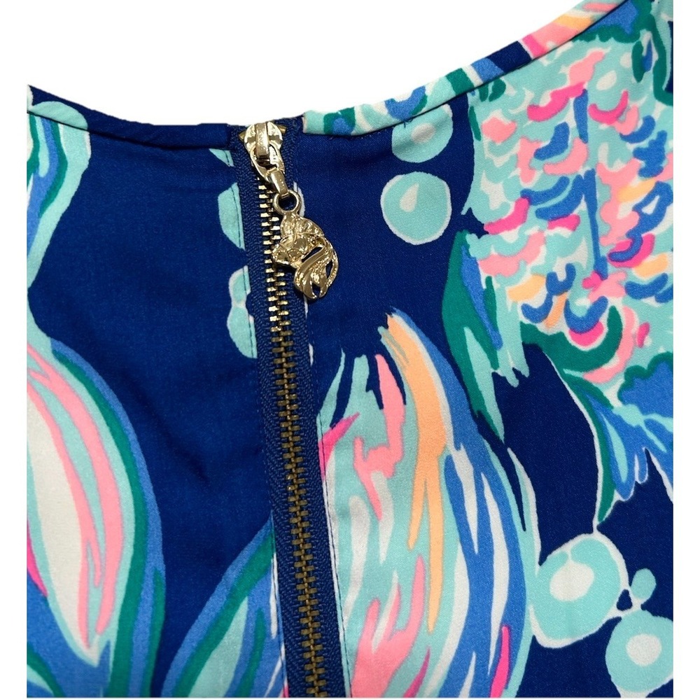 Lilly Pulitzer Women's 10 Going‎ Coastal Kassia Dress Pockets Fish Navy Pink - Picture 11 of 11